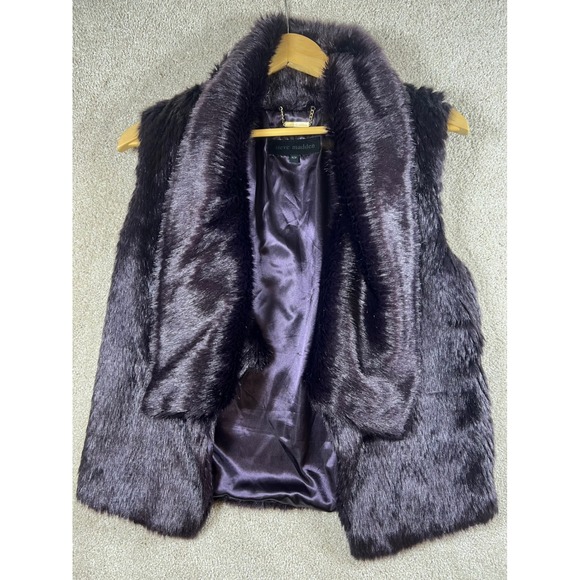 Steve Madden Faux Fur Vest PURPLE Sleeveless Glam BOHO Vest Size Medium RETRO - Picture 1 of 8